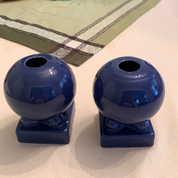 Vintage Fiestaware Cobalt Bulb Candleholders - Picture 1 of 8
